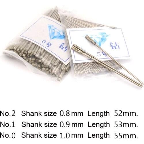 10pcs 1.0~2.3mm Diamond Coated Drill Bits Solid Needle For Jewelry Agate Hole Jade Amber Stone Ceramic Glass Power Tools