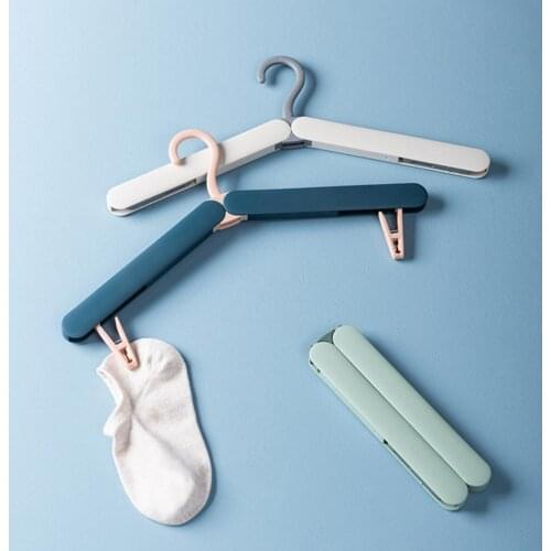 Clothes Hanger Portable Lightweight Foldable Travel Folding Hanger Hook with Clip for Household Durable Drying Rack 2021
