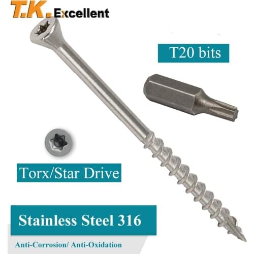 #8×1-3/4，#8×2-1/6，#10×3， Torx Slot Star Drive Type 17 Stainless Steel Wood Deck Screws