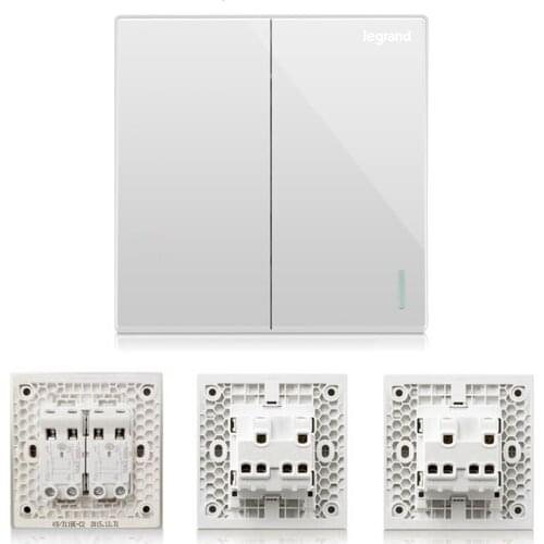 High Quality 2 Gang 3 Way Wall Switch Kit Magnolia White Large Panel including Intermediate Switch Double Control Switch
