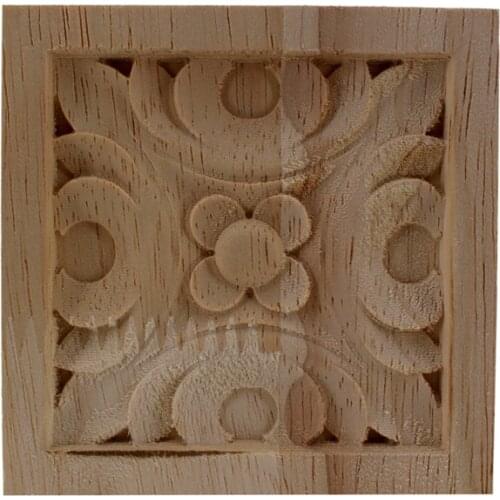 VZLX Vintage Floral Carved Corner Wall Door Cabinet Furniture Decorative Figurines Wood Applique for Home Decoration Accessories