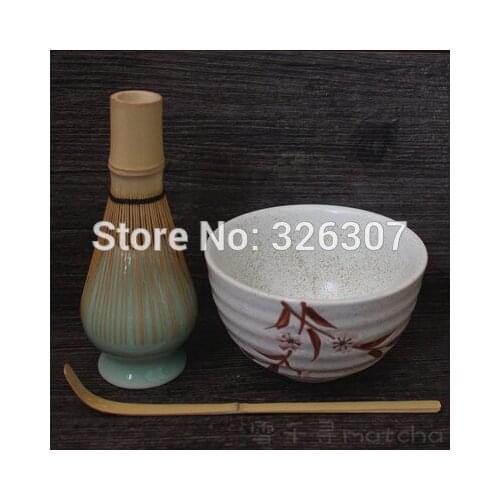 Japan handmade batidor matcha kit maccha whisk bowl tea set scoop Japanese green tea oriental cherry sakura 4-peice set ceremony