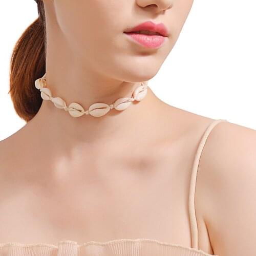 New Fashion Handmade White Shell Choker Natural Cotton Chain Clavicle Necklace For Women Girls Summer Jewelry A-178