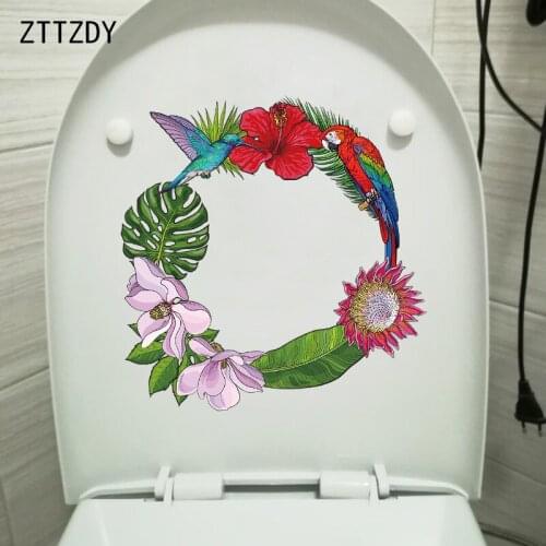 ZTTZDY 24×24.7CM Hummingbird Parrot Cartoon Kids Room Wall Stickers Funny Home WC Toilet Decor T2-1309