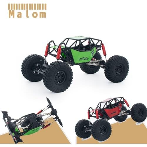 1/10 RC Car Rock Buggy Chassis Set 310mm Wheelbase Nylon Tube Roll Cage Red/Green With Axle Shock Gearbox Motor 1.9 Wheels
