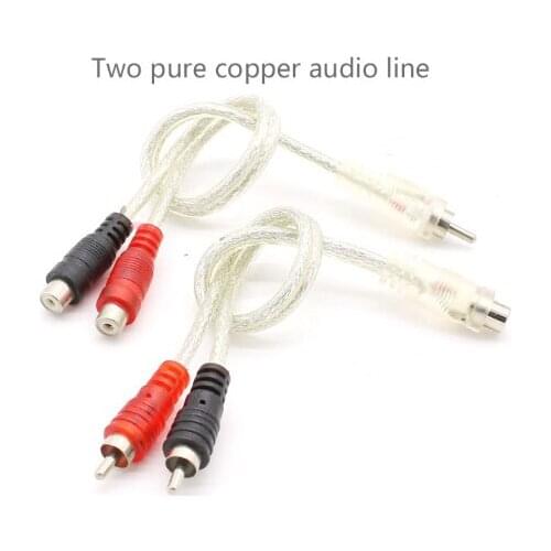 1pc Two Pure Copper Audio Line Car Audio Wire Signal Lines One Male 2 Female or A Female 2 Male RCA Power Amplifier Audio Cable