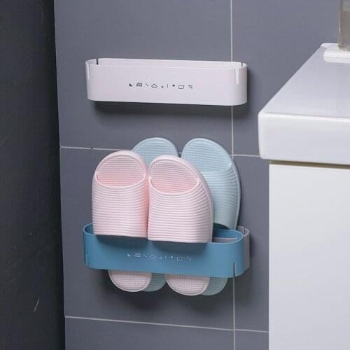 1Pcs Holder Combinable Self-Adhesive Shoes Organizer Bathroom Stackable Slippers Storage Rack Wall-Mounted Punch-Free Shoe Drain