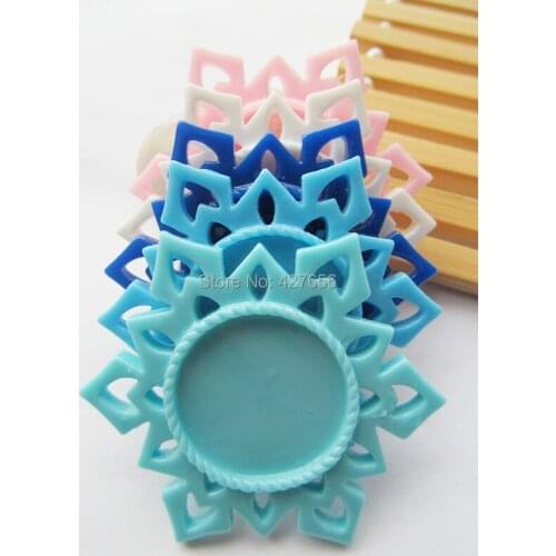 100pcs AAA Quality 7 Colors Flatback Resin Snowflake Charm Finding, Base Setting Tray, for 25mm Picture/Cabochon/Cameo