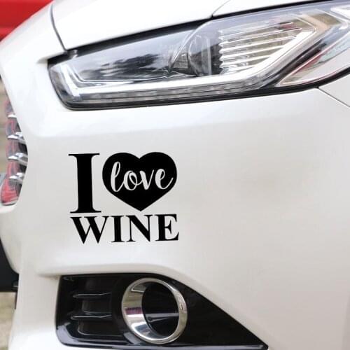 14.2CM*11.8CM Fun Vinyl I LOVE WINE Car Sticker Black Silver Decals Waterproof C11-1675