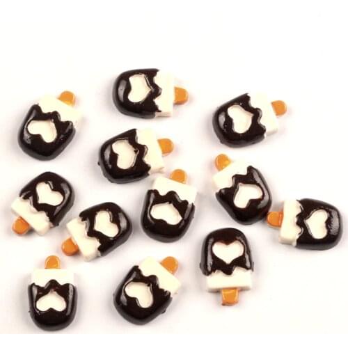 20Pcs Coffee Heart Popsicle Resin Decoration Crafts Kawaii Bead Flatback Cabochon Scrapbook DIY Accessories Buttons