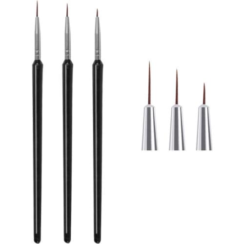 3Pcs/Set Nail Art Brushes Acrylic DIY Liner Drawing Pen French Painting Brush Flower Design Stripes Lines Brushes Manicure Tools