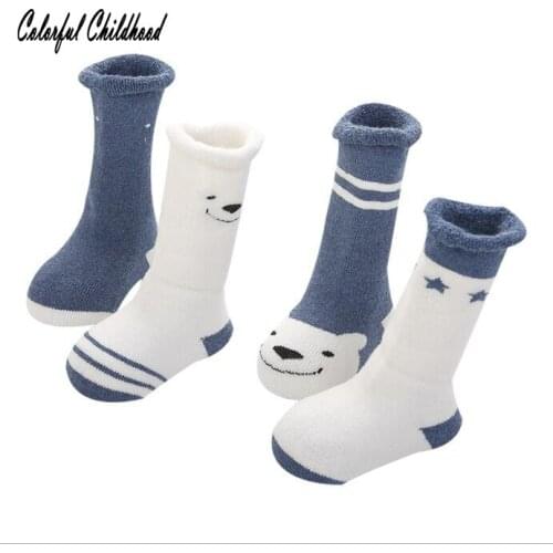 4Pcs Newborn Baby Girl Boy Socks Autumn Winter Baby Cartoon Cute Panda Animals Bear Cat Pattern Cotton Children Socks skarpetki
