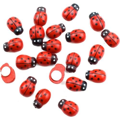 50PCS Mini Wooden Buttons Ladybug Sponge Self-adhesive Stickers Micro Landscape Decor Mini Fridge Magnets for Scrapbooking