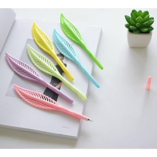 60pcs Kawaii Pen Lovely Creative Leaf Gel Pens Cute Stationary Supplies Cute Korean Pens for School Office Writing Kids Gift