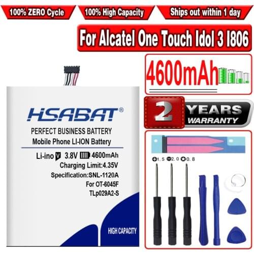 HSABAT New 4600mAh TLp029A2 TLP029A2-S Battery For Alcatel One Touch Idol 3 I806 TLp029AJ OneTouch Pop 3 5.5" OT-5025 OT-5025D