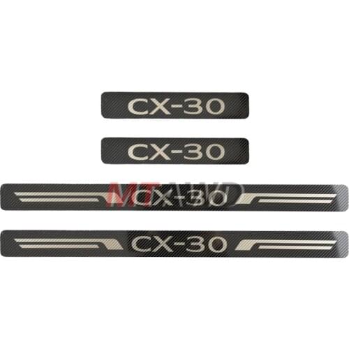 Auto Accessorie For Mazda CX-30 CX30 Door Sill Pedal Carbon Stainless Steel Sticker Strip Protectors Car Styling Guard 2019-2021