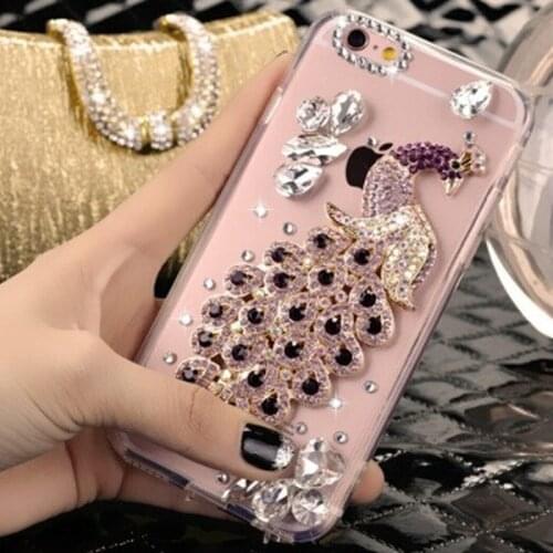 LaMaDiaa Phone Cases For Huawei Honor9 10 20 Lite V10 V20 7X 8X 9X Nova Luxury Glitter Diamond Peacock Crystal Mobile Case