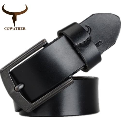 COWATHER 2019 cow genuine leather mens belt for men high quality vintage style 100-130cm male strap ceinture homme free shipping