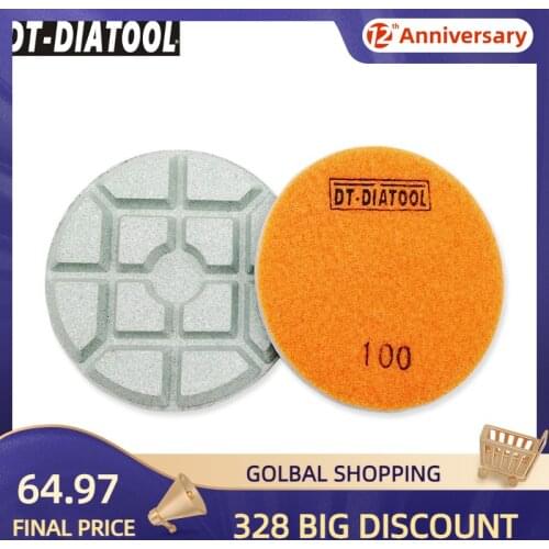 DT-DIATOOL 9pcs Dia 100mm/4inch Grit#100 Diamond Polishing Pads Resin Bond Concrete Sanding Discs For Repairing Concrete Floor