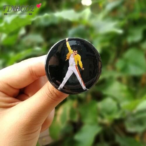 FIMAODZ Queen Freddie Mercury Metal Pins Music Band Lead Singer Photo Brooches For Women Men Bags Hat Badge Fans Gift