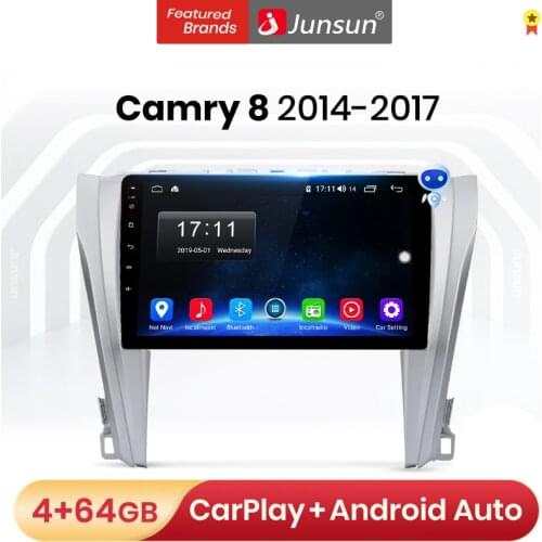 Junsun V1 Pro 4G CarPlay Android 10 4G+64G Car Radio Multimedia Player For Toyota Camry 8 50 55 2014 - 2017 GPS no 2din 2din dvd
