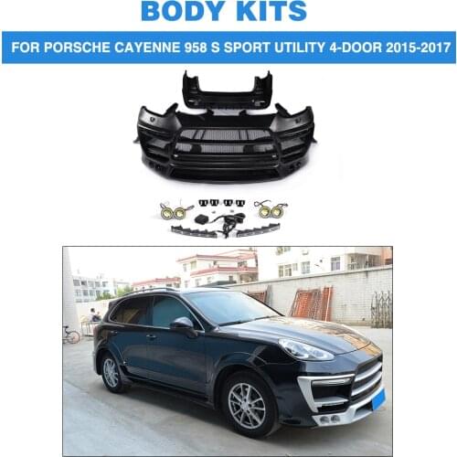 Body Kits Front Rear Bumper Side Skirts wheel arch for Porsche Cayenne 958 S Sport Utility 4-Door 2015-2017 FRP Black