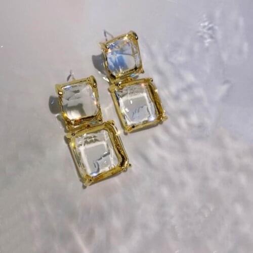 Korean Transparent Square Drop Earrings For Women Etrendy New Jewelry Simple Geometric Earings Wholesale