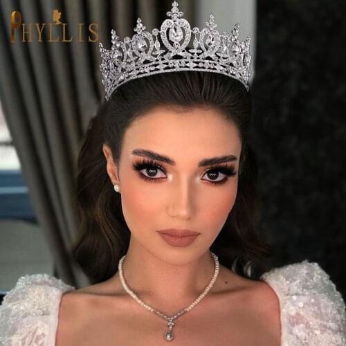 A51 Round Wedding Crowns Royal Bride Headpiece Hair Jewelry Luxury Bridal Tiaras Wholesale Women Headwear Amazing Big King Crown