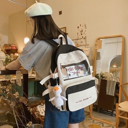 2021 Contrast Color Fashion Womens Backpack Fashion All-match School Backpacks Nylon Large Capacity Travel Knapsacks School Bag