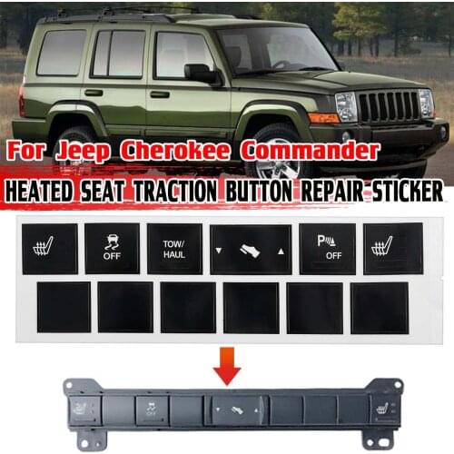 Car Heated Seat Traction Button Repair Sticker Decal Set For Jeep Cherokee Commander Car Interior Seat Heating Switch Stickers