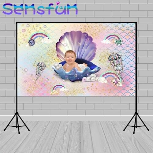 Undersea Scales Mermaid Party Birthday Photography Background Newborn Baby Shower Photo Backdrop Customized