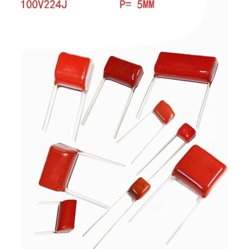 New 20pcs/lot 100V224J 220nf Pitch 5MM 224J 100V CBB Polypropylene film capacitor