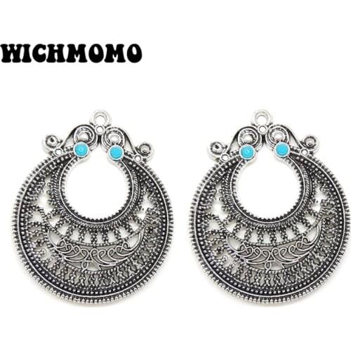 New 55*45mm 3pieces/bag Zinc Alloy Inlaid with Acrylic Beads Charms Pendants for Necklace Earrings Jewelry Accessories