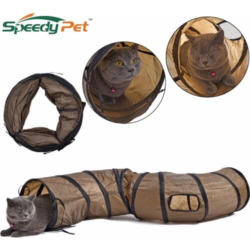 New Arrival120cm Brown"S"Pet Cat Tennel Cat Toy Pet Play Tunnel Funny Cat Tunnel Kitten Play Toy Collapsible PlayTunnel for Fun