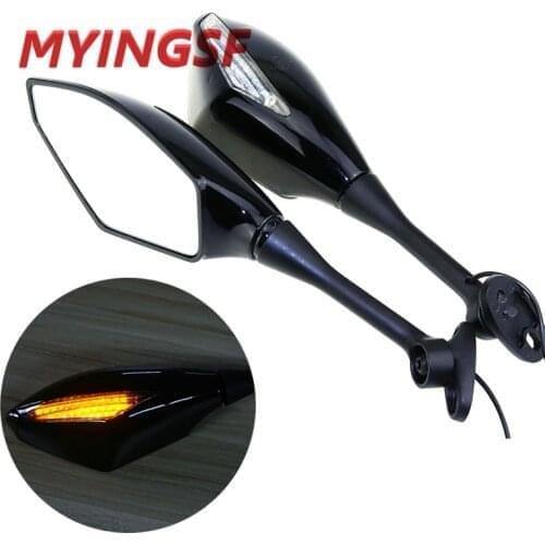 Eonstime Pair Motorcycle Mirrors LED Turn Signal Light Rear view Mirrors For Honda CBR1000 Yamaha Kawasaki SUZUKI GSXR 600/750