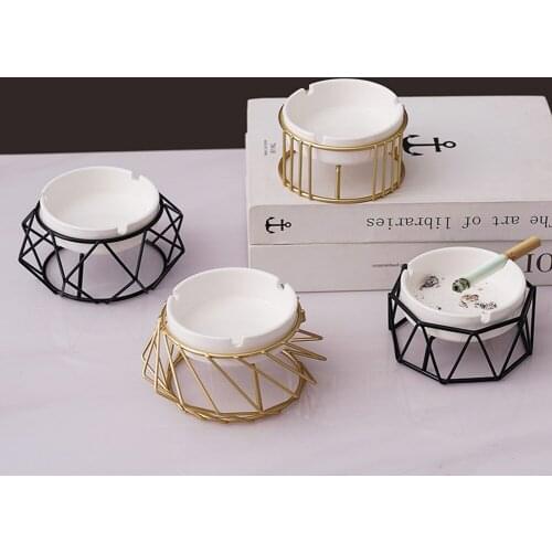 Ceramic Ashtray Hollow Out Ascherbecher Desktop Decor For Home Office Car Hotel Golden/Black Weed Tray Set Ash Tray