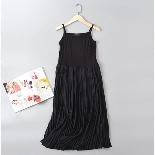 Modal Chiffon Vestidos Women Summer Dress Sweet Black/White Nightgowns Sling Ladies Nightwear Long Nightshirt New Sleepwear