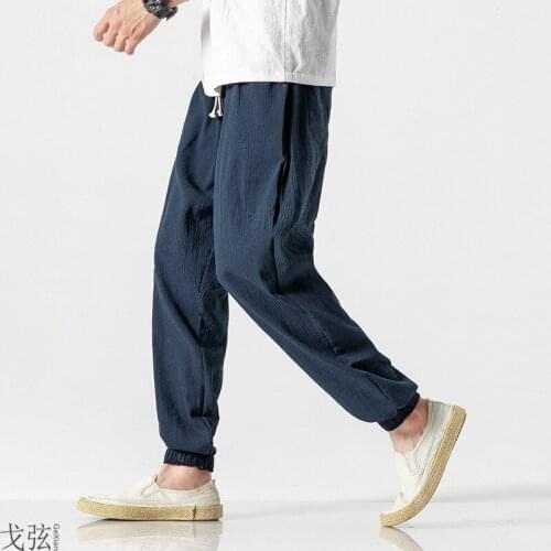 Cotton Linen Casual Harem Pants Men Joggers Man Summer Trousers Male Chinese Style Baggy Pants New 2020 Harajuku Clothe Size 5XL