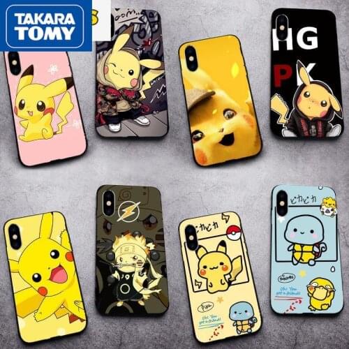 TAKARA TOMY Pokemon Pikachu Cartoon Silicone Phone Case for iPhone 6S/7/8P/X/XR/XS/XSMAX/11/12Pro Phone Couple Case Cover