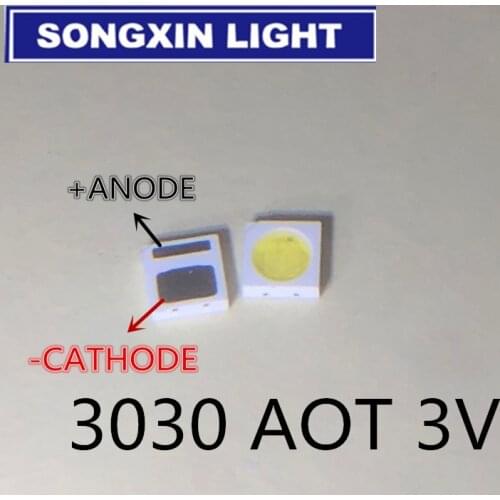 1000PCS AOT Backlight High Power LED 1.5W 3V 3030 94LM Cool white LCD Backlight for TV Application EMC 3030C-W3C3 aot