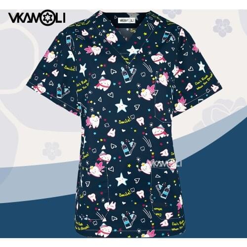 Nursing uniform scrub tops for women and man Dentistry Surgical Uniform Tooth printing Dentist medical nursing Work Uniform