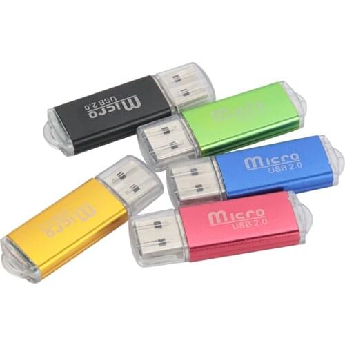 USB 2.0 MicroSD T-Flash Tf Memory Card ReaderMetal Mini TF Micro SD Card Reader for Samsung Huawei Wholesales 1000pcs/lot