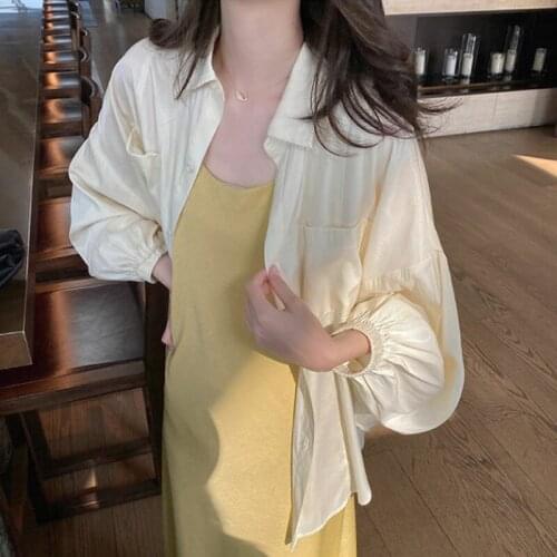 Ice silk sunscreen Womens Long sleeves 2021 New Summer Korean Loose White Shirt Thin Coat Spring Autumn Shirts Women 35C