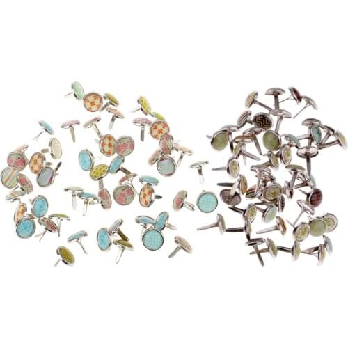 100pcs 12mm Mixed Round Iron Brads Paper Craft Embellishments for DIY Craft