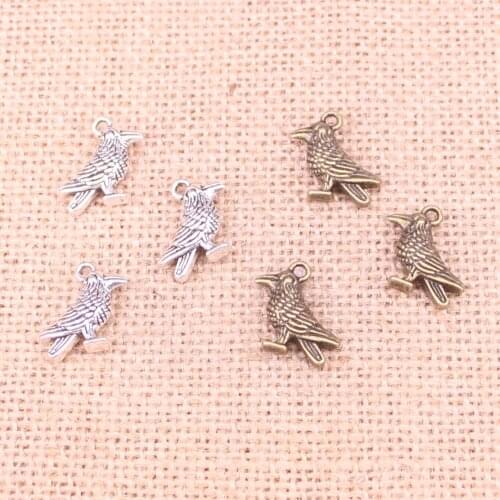 13pcs Tibetan Silver Plated bird parrot Charms Pendants for Jewelry Making DIY Handmade Craft 17*17mm