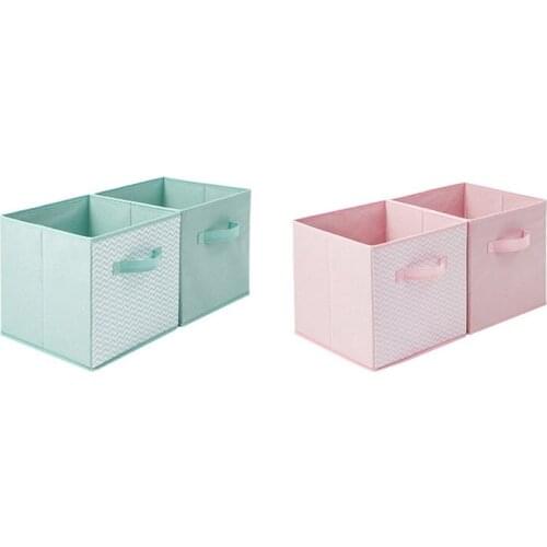 4Pcs Color Printing Non Woven Square Storage Box Clothes Toy Storage Box Wardrobe Drawer Storage Box