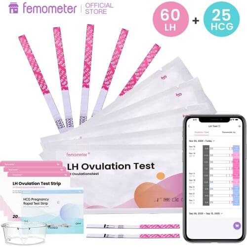 60+25Pcs/Set Femometer Ovulation Testing Kit LH Test Strips Combo Sensitive Accurate Fertility Predictor