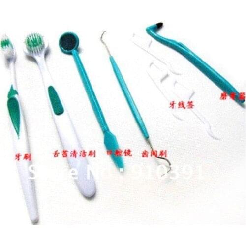 8pcs/set dental care kit,oral hygiene care device,toothbrush,oral mirror,denticlean floss and so onoral protection