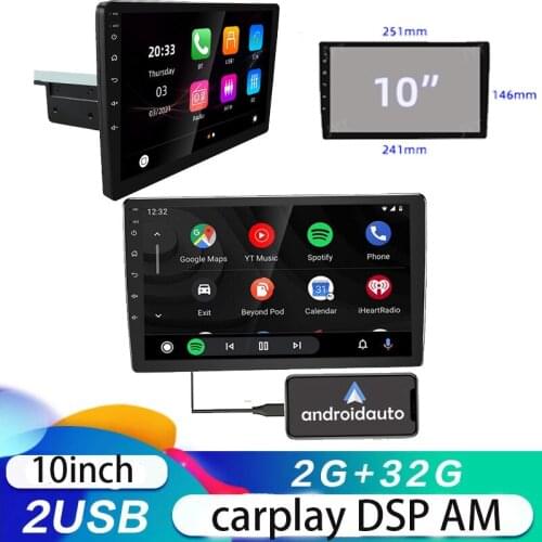 1din AHD Carplay Android 10 Car Radio 2.5D 10'' Maltimedia Stereo DSP & RDS 2GB + 32GB Car DVD Player For Android / IOS