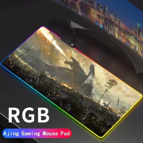 Anime Dragon Large RGB Gaming Glow Mouse Pad Gamer Mousepad LED Light USB Wired Non-Slip Mause Mice Support DIY